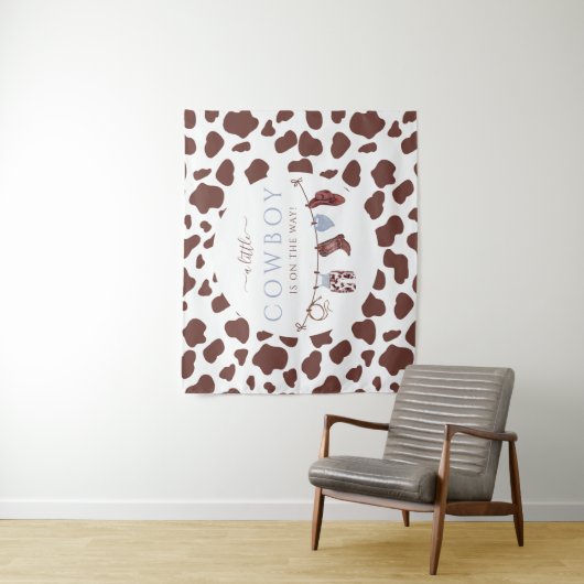Cowboy Wild West rodeo blauw baby shower Wandkleed (In situ)