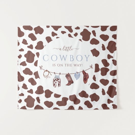 Cowboy Wild West rodeo blauw baby shower Wandkleed (Voorkant (horizontaal))