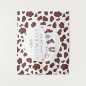 Cowboy Wild West rodeo blauw baby shower Wandkleed (Voorkant)