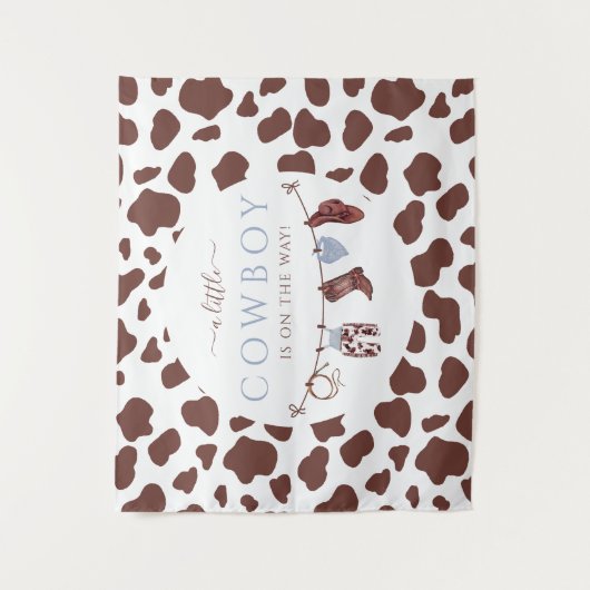 Cowboy Wild West rodeo blauw baby shower Wandkleed (Voorkant)