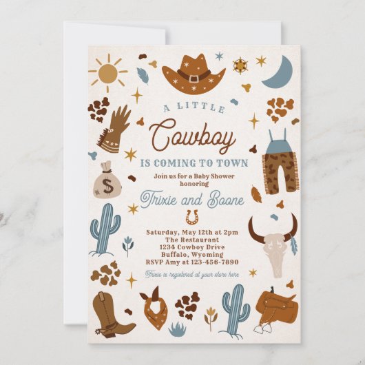 Cowboy Wild West Rodeo Ranch Baby shower Kaart (Voorkant)