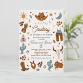 Cowboy Wild West Rodeo Ranch Baby shower Kaart (Staand voorkant)