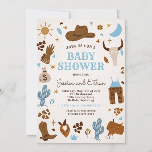Cowboy Wild West Rodeo Ranch Baby shower Kaart (Voorkant)