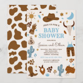 Cowboy Wild West Rodeo Ranch Baby shower Kaart (Voorkant / Achterkant)