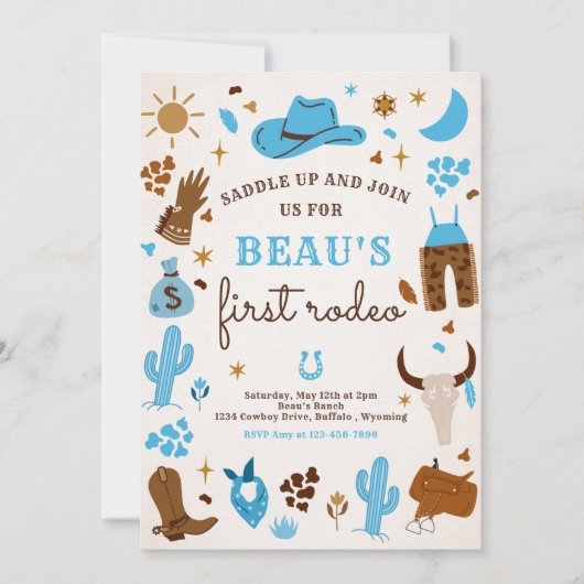 Cowboy Wild West Rodeo Ranch Birthday Party Kaart (Voorkant)