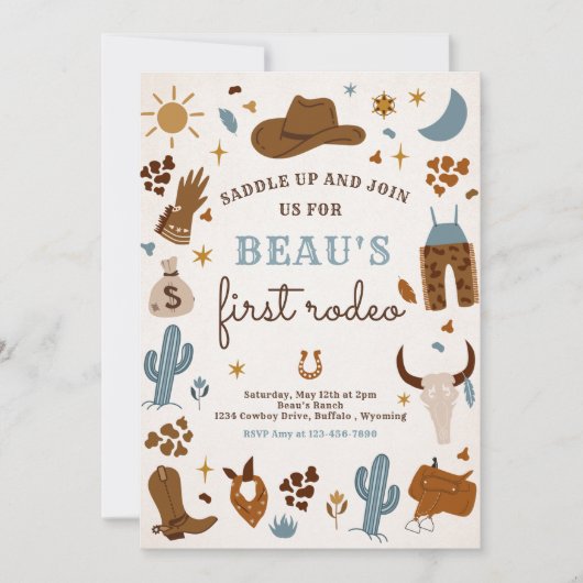 Cowboy Wild West Rodeo Ranch Birthday Party Kaart (Voorkant)