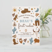 Cowboy Wild West Rodeo Ranch Birthday Party Kaart (Staand voorkant)