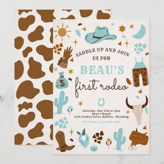 Cowboy Wild West Rodeo Ranch Birthday Party Kaart (Voorkant / Achterkant)