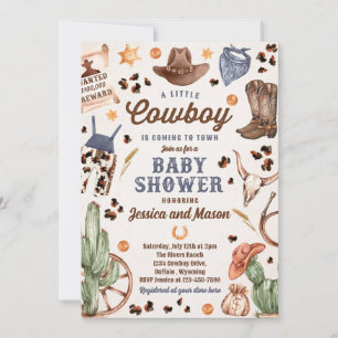 Cowboy Wild West Rodeo Ranch Boy Baby shower Kaart