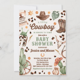 Cowboy Wild West Rodeo Ranch Boy Baby shower Kaart