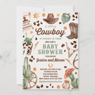Cowboy Wild West Rodeo Ranch Boy Baby shower Kaart