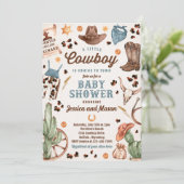 Cowboy Wild West Rodeo Ranch Boy Baby shower Kaart (Staand voorkant)