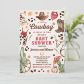 Cowboy Wild West Rodeo Ranch Boy Baby shower Kaart (Staand voorkant)