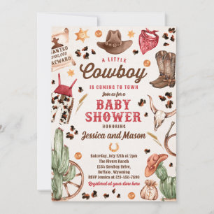 Cowboy Wild West Rodeo Ranch Boy Baby shower Kaart