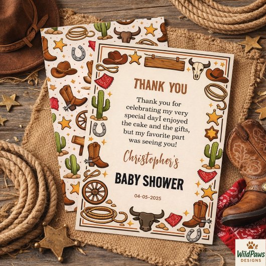 Cowboy Wild West Rodeo Ranch | Rustieke Westerse B Bedankkaart