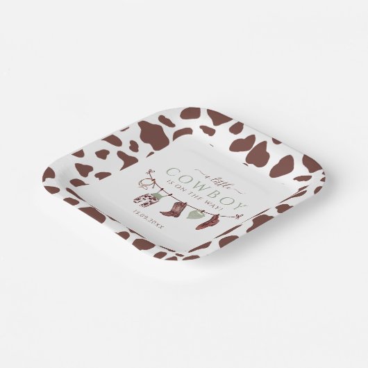 Cowboy Wild West Rodeo salie groen Baby shower Papieren Bordje (Gebogen)