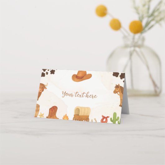 Cowboy Wild West Rodeo Verjaardag Eten Tent Plaatskaartje (Voorkant)