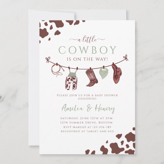 Cowboy Wild West Rodeo Western Baby shower Kaart (Voorkant)