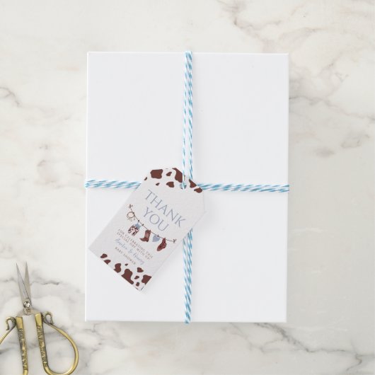Cowboy Wild West Rodeo Western Boy Baby shower Cadeaulabel (Met Touw)