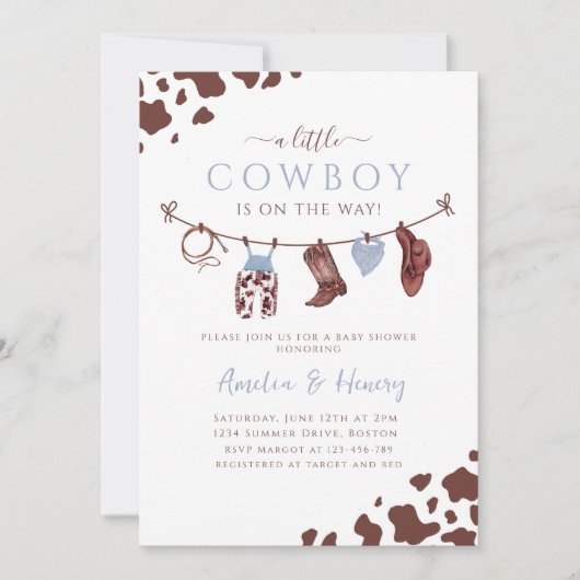 Cowboy Wild West Rodeo Western Boy Baby shower Kaart (Voorkant)