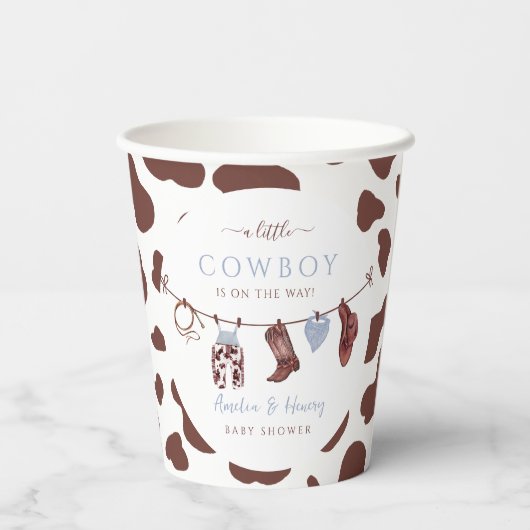 Cowboy Wild West Rodeo Western Boy Baby shower Papieren Bekers (Achterkant)