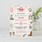 Cowboy Wild West Rodeo Western Meisje Baby shower Kaart (Staand voorkant)