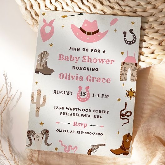 Cowboy Wild West Rodeo Western Meisje Baby shower Kaart