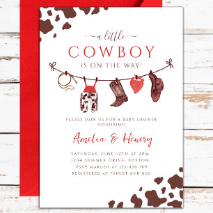 Cowboy Wild West Rodeo Western rood Baby shower Kaart