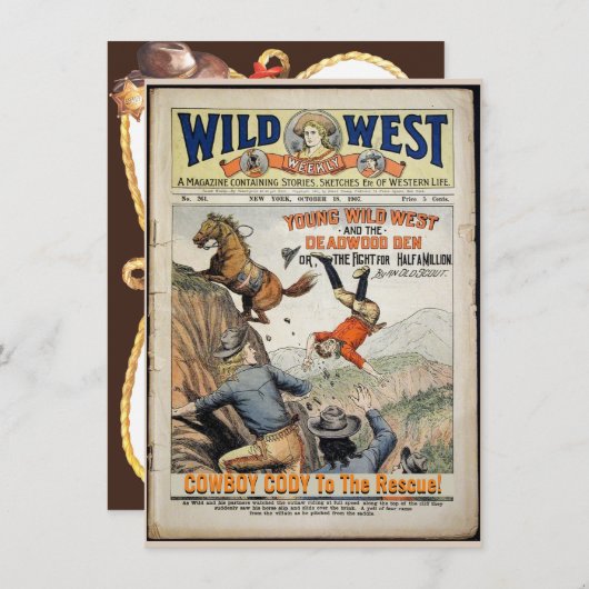 Cowboy Wild West Toevoegen Boy's Details Verjaarda Kaart (Voorkant / Achterkant)