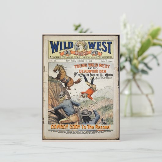 Cowboy Wild West Toevoegen Boy's Details Verjaarda Kaart (Staand voorkant)