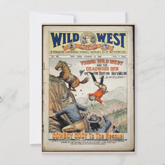 Cowboy Wild West Toevoegen Boy's Details Verjaarda Kaart (Voorkant)