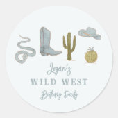 Cowboy Wild West verjaardagsfeestje Ronde Sticker (Voorkant)