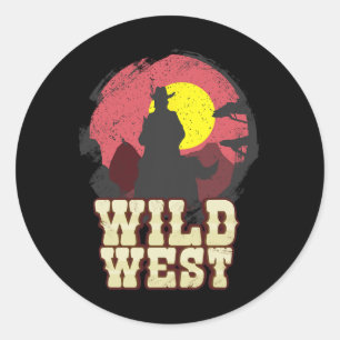 Cowboy Wild West Western Country Zadelcadeau Ronde Sticker