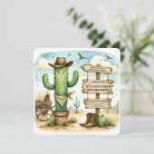 Cowboy Wild Western Cactus Verjaardagsfeest Kaart (Staand voorkant)