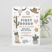 Cowboy Wild Western Eerste Rodeo Eerste Verjaardag Kaart (Staand voorkant)