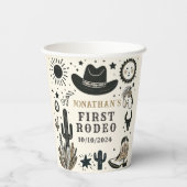 Cowboy Wild Western Eerste Rodeo Eerste Verjaardag Papieren Bekers (Achterkant)