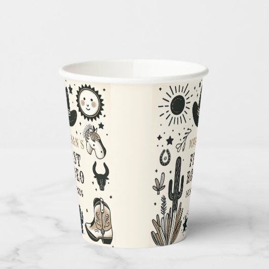 Cowboy Wild Western Eerste Rodeo Eerste Verjaardag Papieren Bekers (Links)