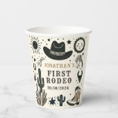 Cowboy Wild Western Eerste Rodeo Eerste Verjaardag Papieren Bekers (Voorkant)
