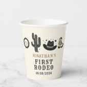 Cowboy Wild Western Eerste Rodeo Eerste Verjaardag Papieren Bekers (Achterkant)