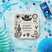 Cowboy Wild Western Eerste Rodeo Eerste Verjaardag Papieren Bordje (Feest)