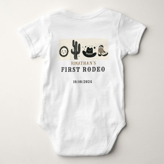 Cowboy Wild Western Eerste Rodeo Eerste Verjaardag Romper (Achterkant)