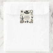 Cowboy Wild Western Eerste Rodeo Eerste Verjaardag Vierkante Sticker (Tas)