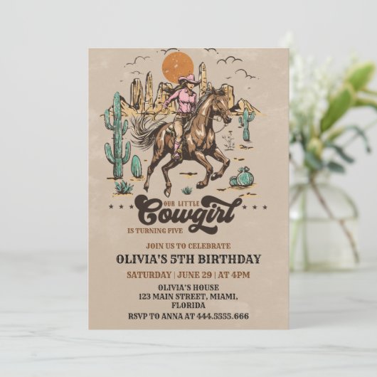 Cowboy Wild Western verjaardagsuitnodiging Kaart (Staand voorkant)