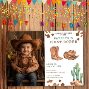 Cowboy Wilde Westen 1e Rodeo Verjaardagsfeestje  Kaart
