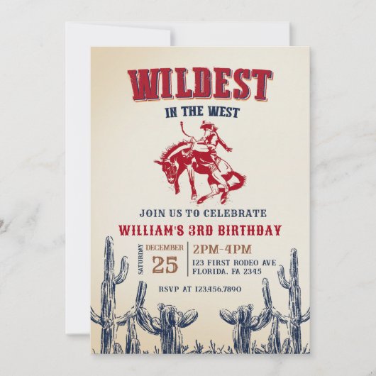 Cowboy Wildest in het Westen 3e verjaardag Kaart (Voorkant)