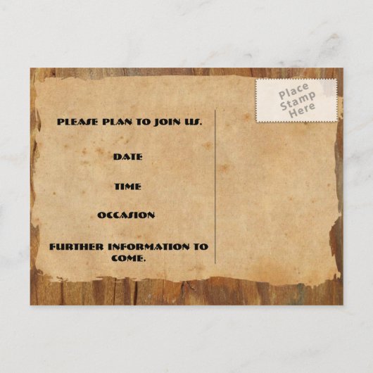 Cowboy Wood en Barbwire slaan de datum op Aankondigingskaart (Achterkant)