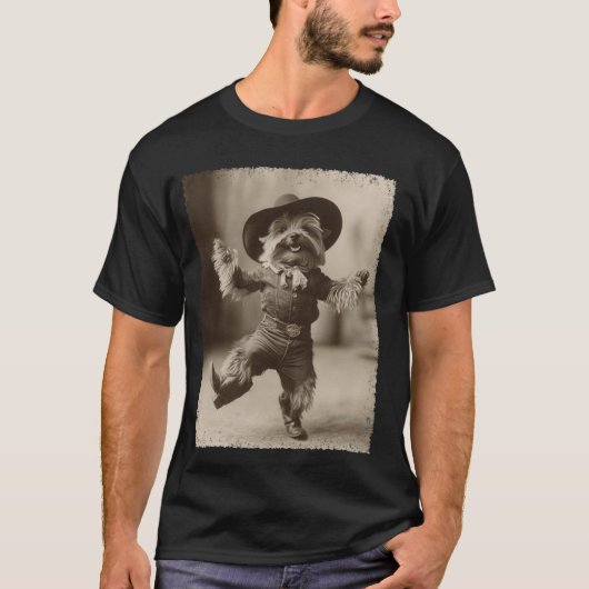 Cowboy Yorkshire Terrier T-shirt (Voorkant)