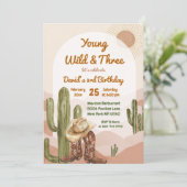 Cowboy Young Wild en Three Desert Verjaardag Kaart (Staand voorkant)