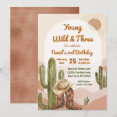 Cowboy Young Wild en Three Desert Verjaardag Kaart (Voorkant / Achterkant)