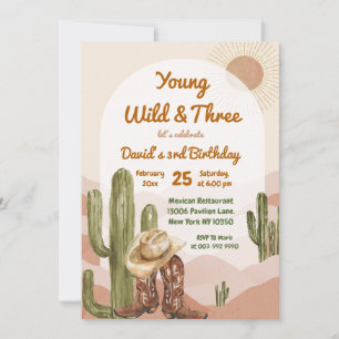 Cowboy Young Wild en Three Desert Verjaardag Kaart